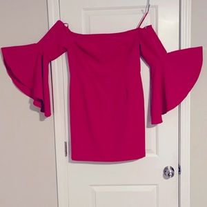 New York & Co Pink Off Shoulder Bell Sleeve Dress